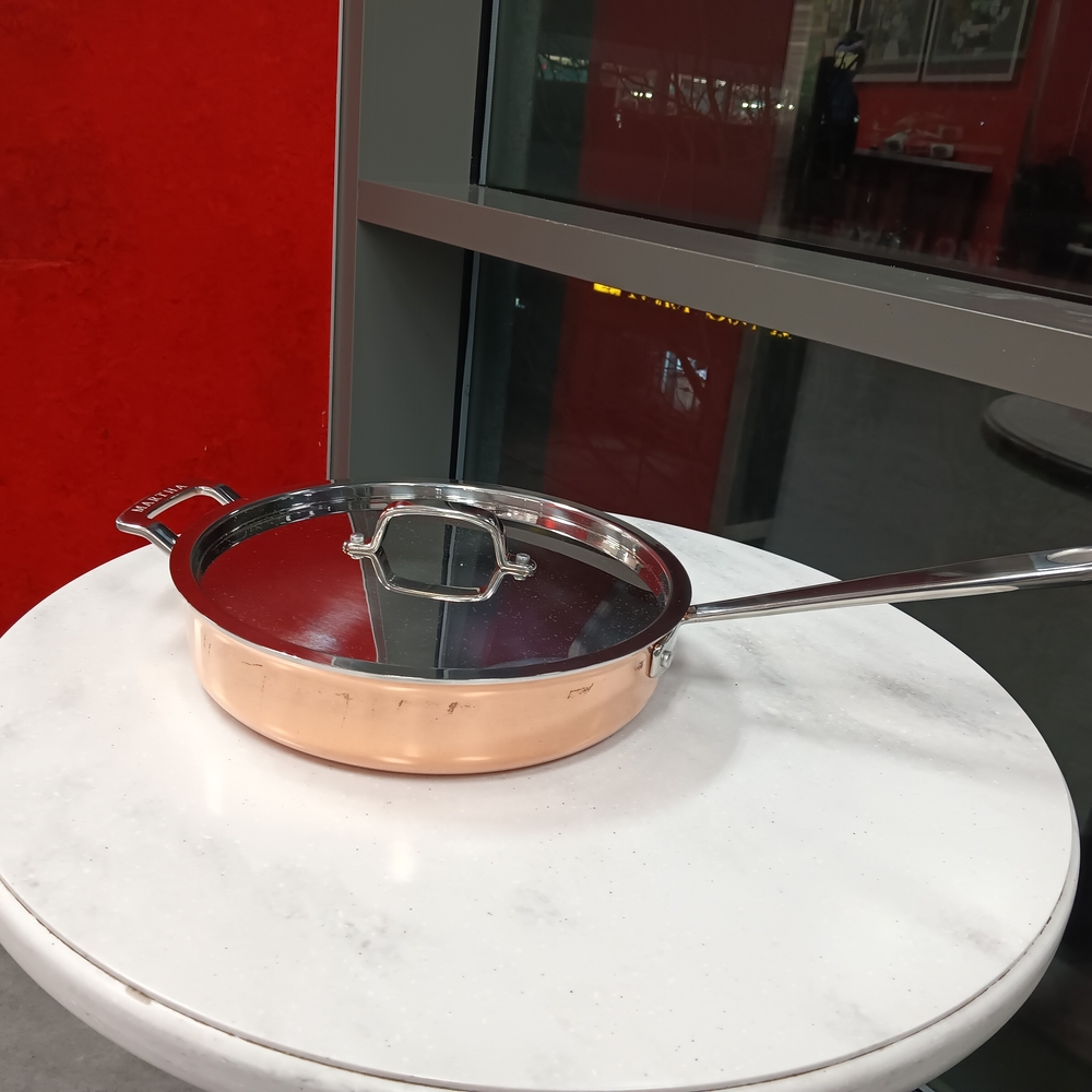 Copper-Tone Stainless Steel Sauté Pan with Stainless Lid